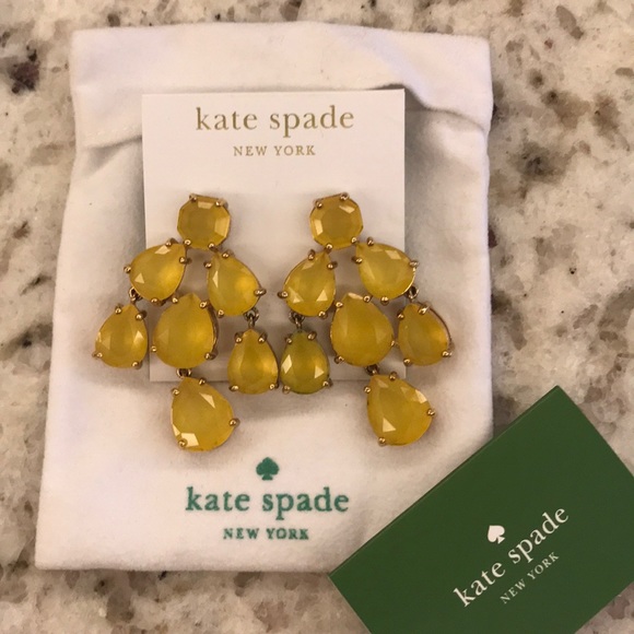NWT Kate spade statement yellow chandelier earring - Picture 2 of 4